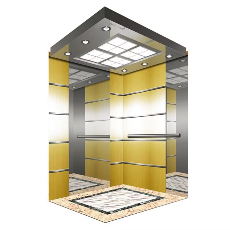 كابينة مصعد الركاب VTSP134 مع سقف LED موفر للطاقة، بناء من الفولاذ المقاوم للصدأ، شهادة ISO9001، ضمان لمدة سنة واحدة